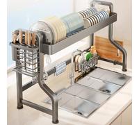 Single layer over the sink dish drying rack, Space-Saving dish racks for kitchen counter, Large capacity over the sink for drainers rack, For storage and organization.