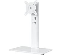 Single LCD Computer Monitor Free-Standing Desk Stand Riser for 13 inch to 32 inch Screen with Swivel, Height Adjustable, Rotation, Holds One Screen up to 35kgs white