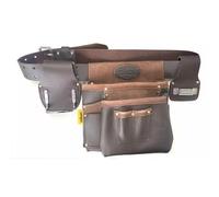 Rolson 68865 Single Leather Top Grain Tool Pouch With Belt, Tape and Hammer Holder,Brown