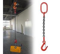 Single Leg Lifting Sling Chain - 2204LBS Capacity, G80 Mn-Steel Heavy Duty Cargo Lift Hooks with Rust Resistant Grab Hooks, 1M Length for Secure Towing & Handling