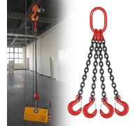 Single Leg Lifting Sling Chain - 2204LBS Capacity, G80 Mn-Steel Heavy Duty with Rust Resistant Grab Hooks, 1M Long for Cargo Security, Towing & Handling