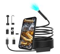 Single-Lens Endoscope, 1920P HD Inspection Camera for Automotive & Home, IP67 Waterproof Borescope with Semi-Rigid Snake Cable, Detects Pipe Clogs, Engine Issues - 16.5FT for iPhone Android