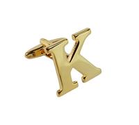 Single Letter K Alphabet Initial Cufflink Formal Business Mix & Match Gold Letter Cufflinks
