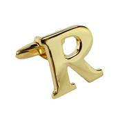 Single Letter R Alphabet Initial Cufflink Formal Business Mix & Match Gold Letter Cufflinks