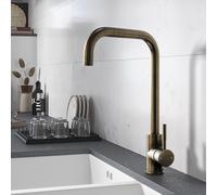 Single Lever Antique Brass Monobloc Square Spout Kitchen Mixer Tap - Enza Elwood