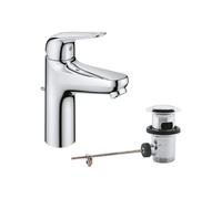 Single lever basin mixer - GROHE Swift - 24328001 - Chrome - Size M - Cold water opening - Water saving - Pull-out and waste