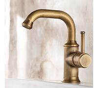 Single Lever Bathroom Faucet, Retro Basin Mixer tap with Bubbler hot and Cold Adjustable Ceramic valves, Brushed Brass Sink tap for Hotel Toilet Kitchen Restroom,B Good