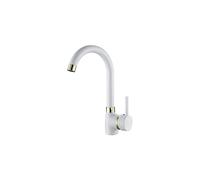 Single Lever Swivel Spout Modern Kitchen Sink Basin Mixer Tap with UK Standard Fittings White
