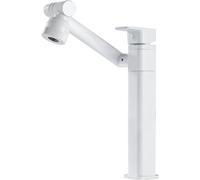 Single Lever Tall Counter Sink Faucets,White,Modern Monobloc Basin Taps,Bathroom Sink Taps Mixers,Brass,Multi-Directional Rotatable Above Counter Basin Faucet-White A