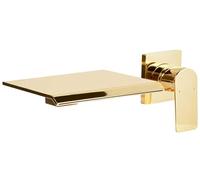 Single Lever Wall Mounted Basin Brass Mixer Waterfall Tap Gold Aponwao