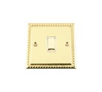 Single Light Switch 1 Gang - Georgian - Polished Brass - White Insert - Metal Rocker Switch - 1 Gang 2 Way 10 Amp