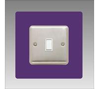 Single Light Switch Surround | Square | Acrylic Back Panel or Finger Plate | Plug, Colour:Purple