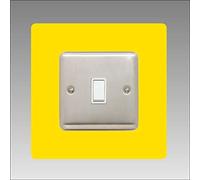 Single Light Switch Surround | Square | Acrylic Back Panel or Finger Plate | Plug, Colour:Yellow