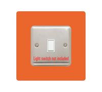 Single Light Switch Surround | Square | Acrylic Back Panel or Finger Plate | Plug, Font Colour:Orange