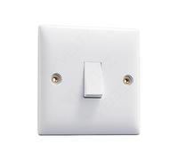 Single Light Switch White | VELTZ Pro | 1 Gang 2 Way 10 Amp | Slim Curved Round Edge Design | Wall Electrical Power Switched