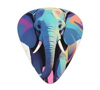 Single Line Elephant printed guitar picks, 12-piece set with thin, medium, and thick styles, comes with a storage case