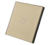 Single Live Wire Touch Light Switch for LED and Incandescent Bulbs, 1-Gang 1-Way, 86-Type with Tempered Glass Panel, White/Gold/Black (gold)