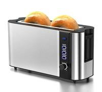 Single Long Slot Toaster, Electric Commercial Bread Baker, Electric Toaster with 6 Browning Settings, 1.7” Wide Slots, Reheat/Defrost/Cancel Function, for Thick Breads & Bagel
