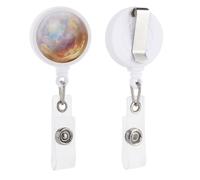 Single Luminous Pearl with Soft Reflections Retractable Badge Holder Reel Clip ID Card Holder for Doctor Nurse Student Office Worker