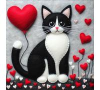 Single Luxury Black and White Cat Birthday/Valentine/Mothers Day Card