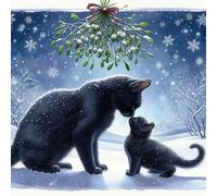 Single Luxury Black Cat Christmas Card (XMP)