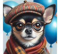 Single Luxury Black Chihuahua Blank Greeting Card - suitable for Birthday, Fathers Day BB