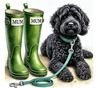 Single Luxury Black Cockapoo Blank Card - suitable for Mothers Day, Birthdays