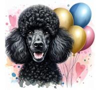 Single Luxury Black Poodle Birthday Greeting Blank Card