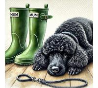 Single Luxury Black Poodle Mothers Day/Birthday Card - Blank Inside