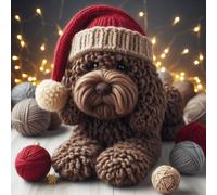 Single Luxury Brown Cockapoo Christmas Card (XKN)