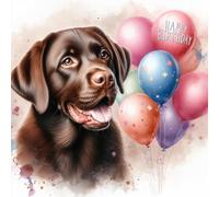 Single Luxury Chocolate Labrador Birthday Greeting Blank Card