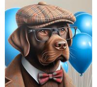 Single Luxury Chocolate Labrador Lab Blank Greeting Card - suitable for Birthday, Fathers Day BB