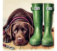Single Luxury Chocolate Labrador Mothers Day/Birthday Card - Blank Inside