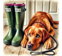 Single Luxury Fox Red Labrador Blank Card - suitable for Mothers Day, Birthdays