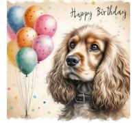 Single Luxury Golden Cocker Spaniel Birthday Greeting Blank Card