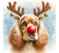 Single Luxury Golden Cocker Spaniel Christmas Card (RUD)