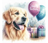 Single Luxury Golden Retriever Birthday Greeting Blank Card