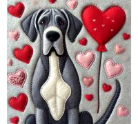Single Luxury Great Dane Birthday/Valentine/Mothers Day Card - Blank Inside