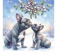Single Luxury Grey French Bulldog Christmas Card (XMP)