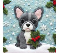 Single Luxury Grey French Bulldog Frenchie Christmas Card (XBL)
