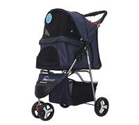 Single Luxury Pet Buggy Dog Trolley Dog Bicycle Carriers Pet Roadster Folding 3-Wheeled Pet Car Lightweight (Blue)