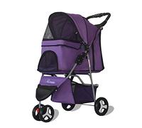 Single Luxury Pet Buggy Dog Trolley Dog Bicycle Carriers Pet Roadster Folding 3-Wheeled Pet Car Lightweight (Purple)