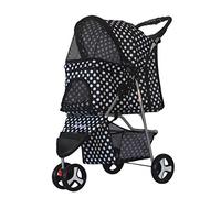 Single Luxury Pet Buggy Dog Trolley Dog Bicycle Carriers Pet Roadster Folding 3-Wheeled Pet Car Lightweight (Black Wave Point)