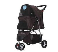 Single Luxury Pet Buggy Dog Trolley Dog Bicycle Carriers Pet Roadster Folding 3-Wheeled Pet Car Lightweight (Brown)
