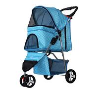 Single Luxury Pet Buggy Dog Trolley Dog Bicycle Carriers Pet Roadster Folding 3-Wheeled Pet Car Lightweight (Blue Wave Point)
