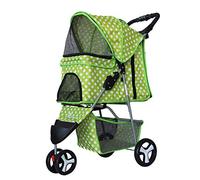 Single Luxury Pet Buggy Dog Trolley Dog Bicycle Carriers Pet Roadster Folding 3-Wheeled Pet Car Lightweight (Green Wave Point)