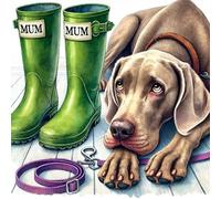 Single Luxury Weimaraner Blank Card - suitable for Mothers Day, Birthdays