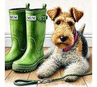 Single Luxury Wire Fox Terrier Blank Card - suitable for Mothers Day, Birthdays