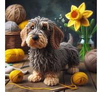 Single Luxury Wire Haired Dachshund Blank Card - suitable for Birthdays, Mothering Sunday DAF