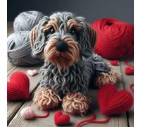 Single Luxury Wire Haired Dachshund Blank Card - suitable for Birthdays, Valentines and Mothering Sunday KHE